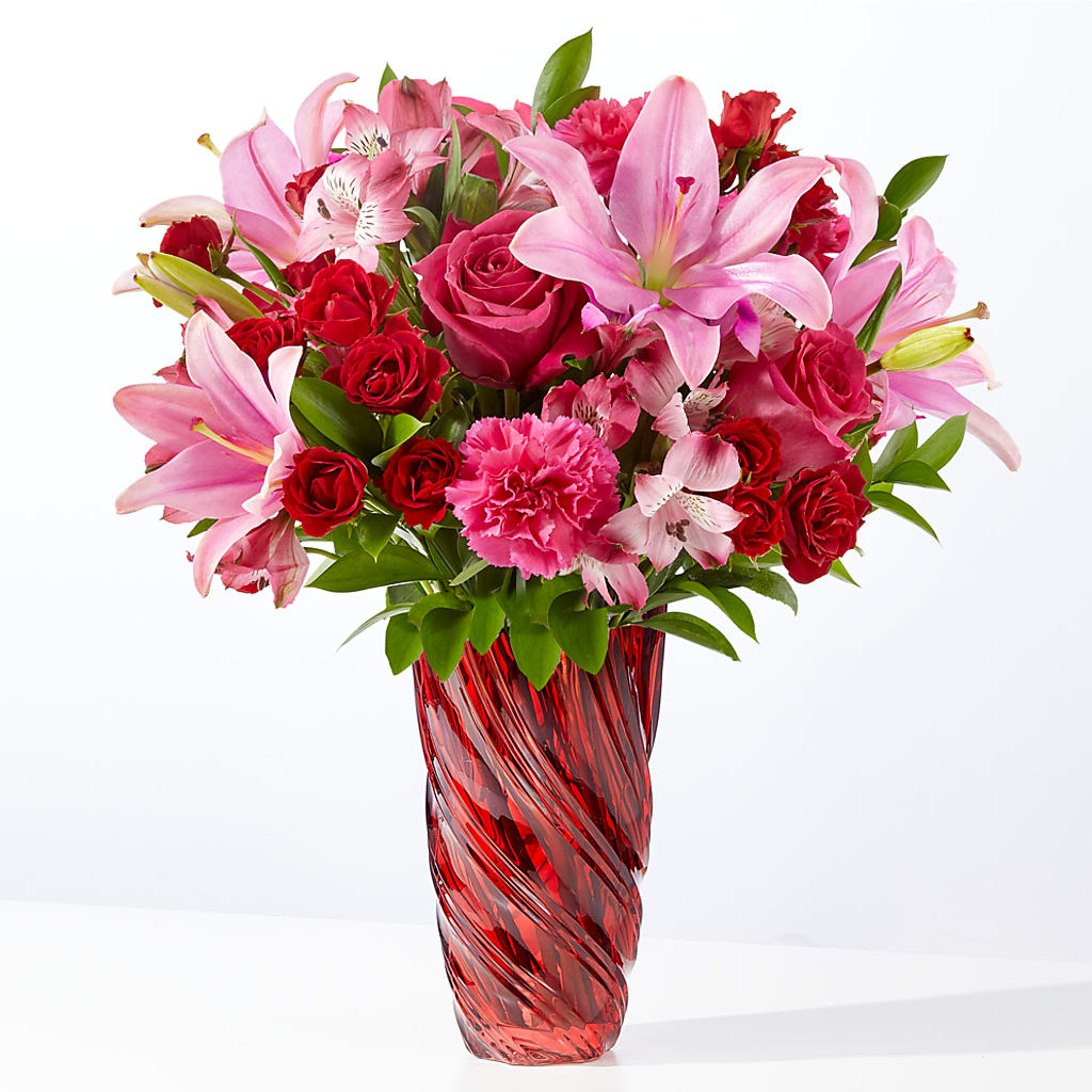 In Love Bouquet with Luxe Swirl Vase – Flowers Unlimited, Martinsburg WV