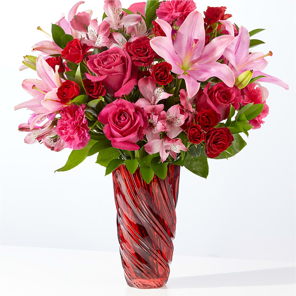 In Love Bouquet with Luxe Swirl Vase – Flowers Unlimited, Martinsburg WV