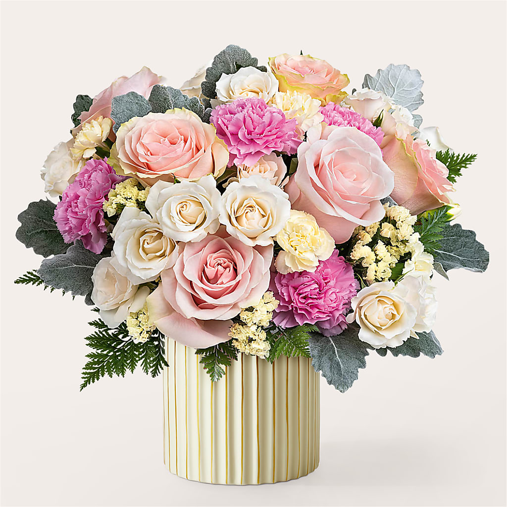 Blissful Moments Bouquet with Ivory Vase – Flowers Unlimited, Martinsburg WV