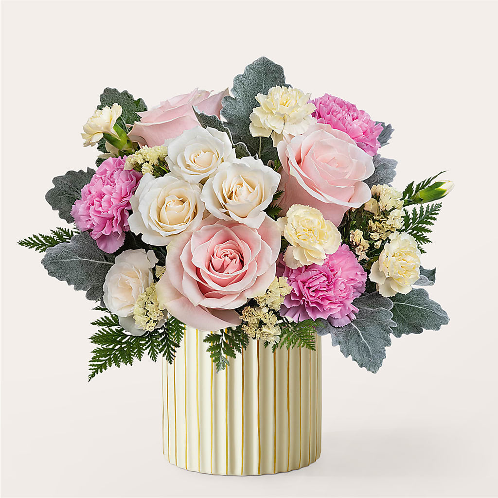 Blissful Moments Bouquet with Ivory Vase – Flowers Unlimited, Martinsburg WV