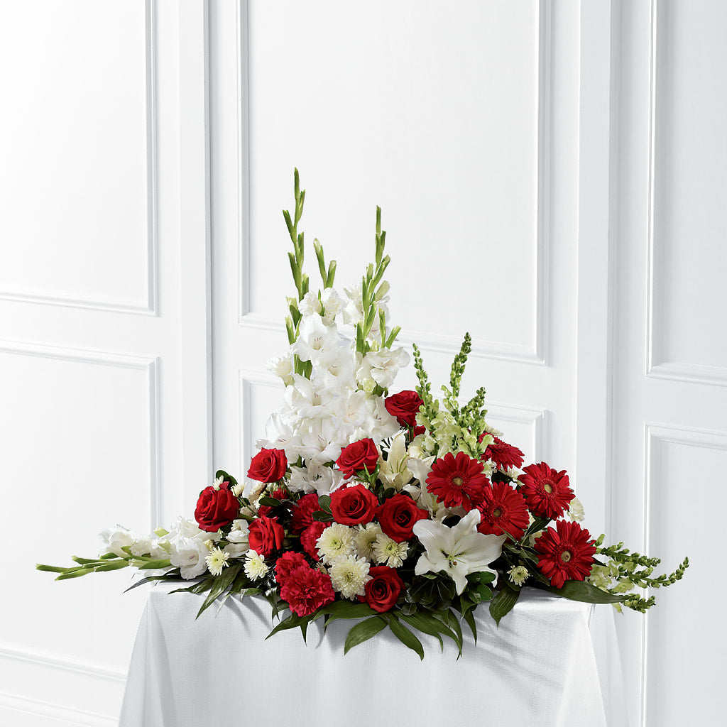 Crimson & White Arrangement – Flowers Unlimited, Martinsburg WV