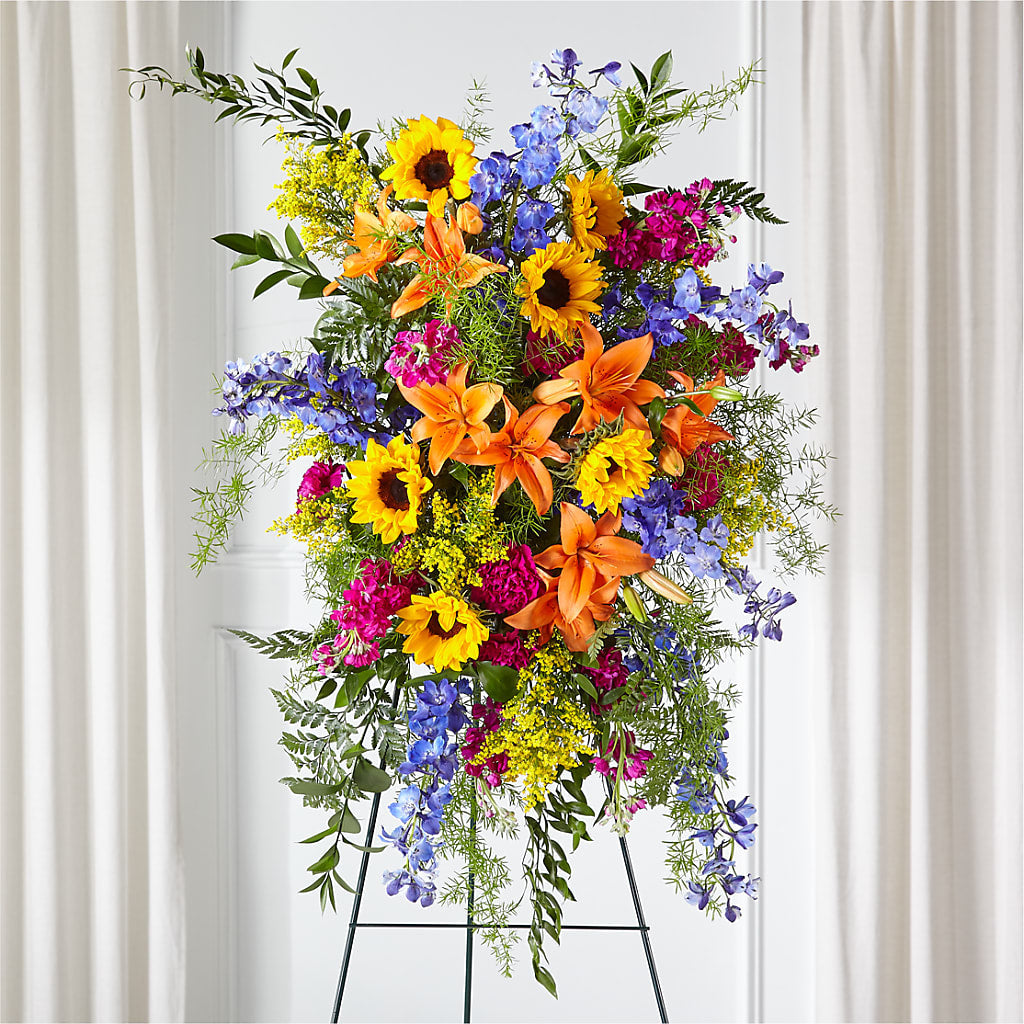 Sunlit Memories Standing Spray (Standard) – Flowers Unlimited, Martinsburg WV