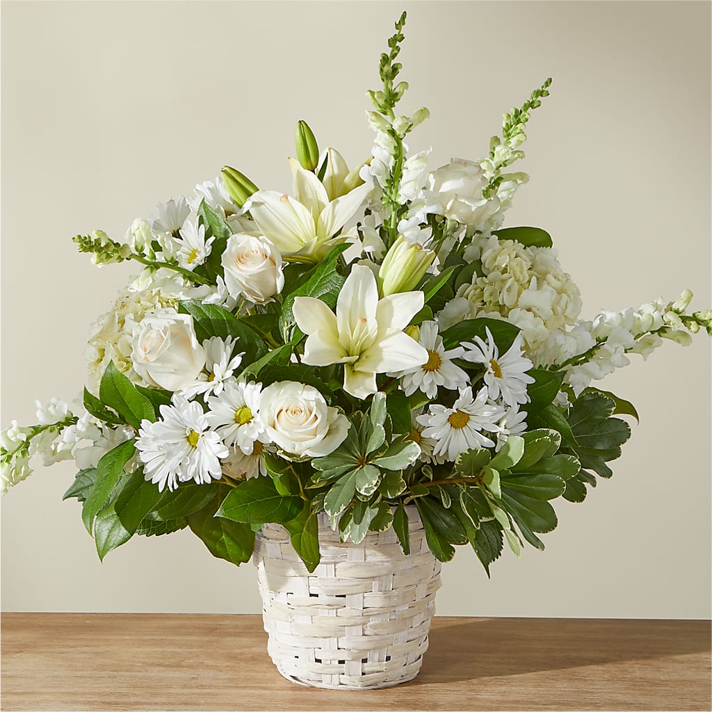 Ivory Elegance Floral Basket – Flowers Unlimited, Martinsburg WV