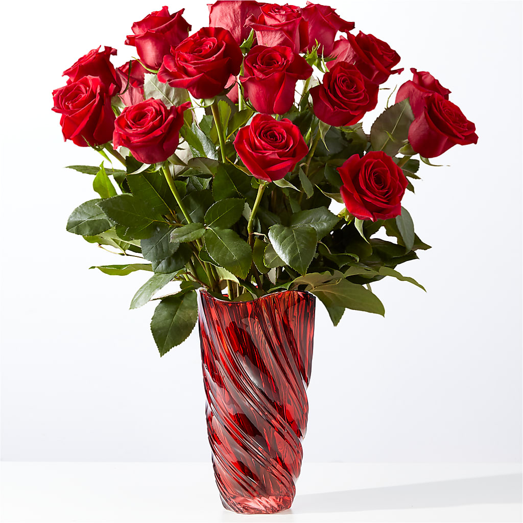 Classic Love Red Rose Bouquet with Luxe Swirl Vase – Flowers Unlimited, Martinsburg WV
