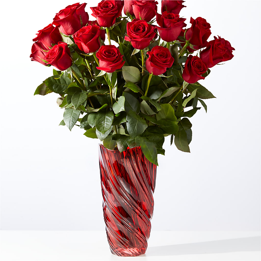 Classic Love Red Rose Bouquet with Luxe Swirl Vase – Flowers Unlimited, Martinsburg WV