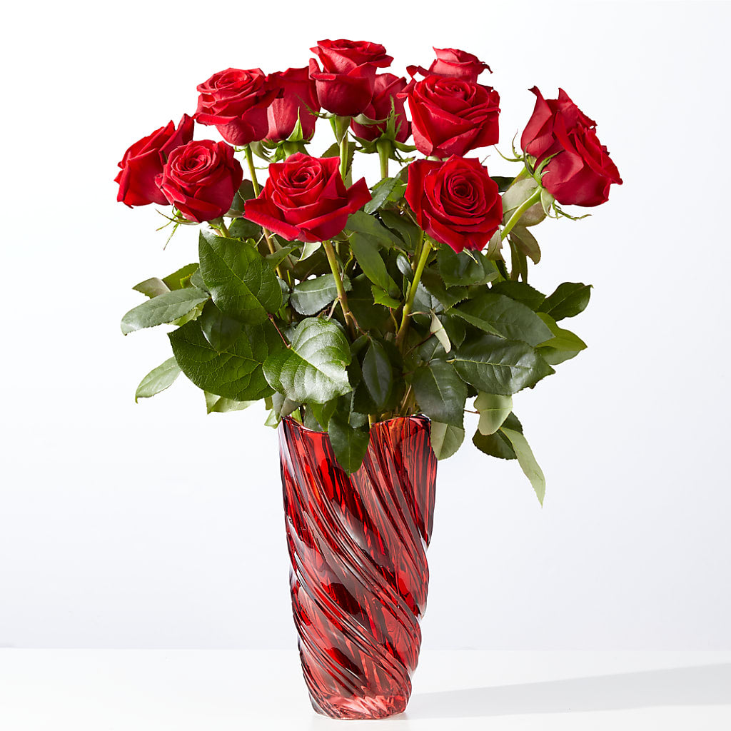 Classic Love Red Rose Bouquet with Luxe Swirl Vase – Flowers Unlimited, Martinsburg WV