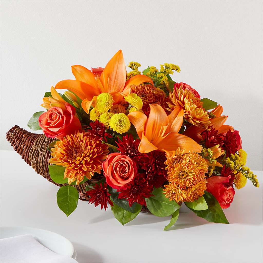 Bouquet of Blessings Cornucopia – Flowers Unlimited, Martinsburg WV