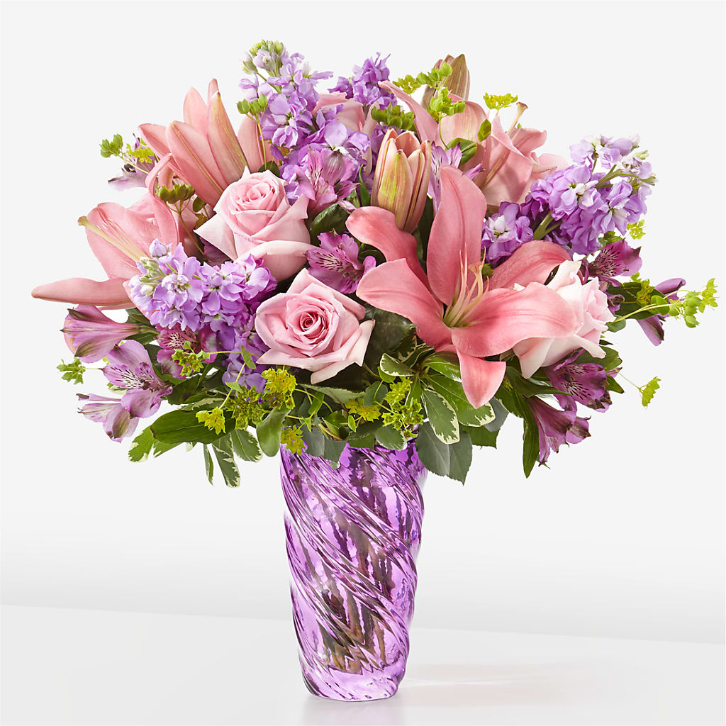 Precious Petals Bouquet with Luxe Swirl Vase – Flowers Unlimited, Martinsburg WV