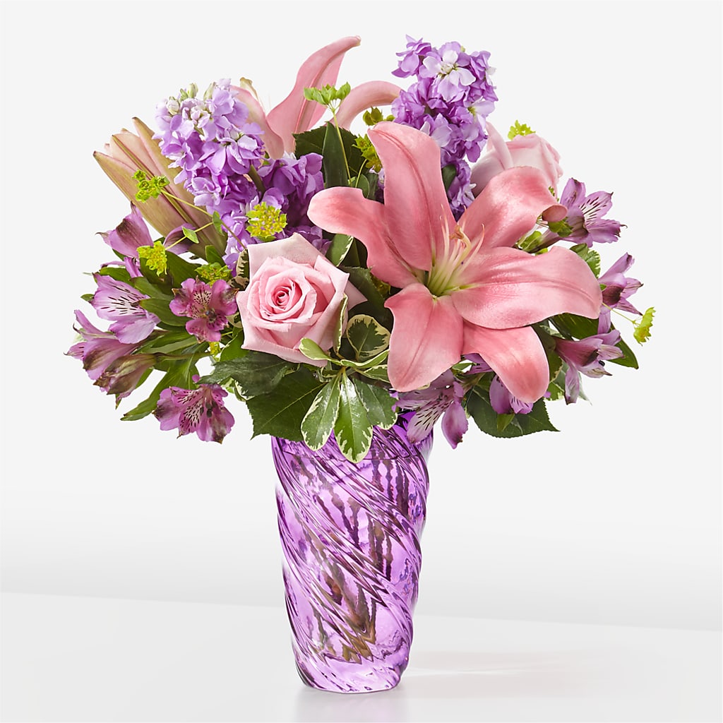 Precious Petals Bouquet with Luxe Swirl Vase – Flowers Unlimited, Martinsburg WV