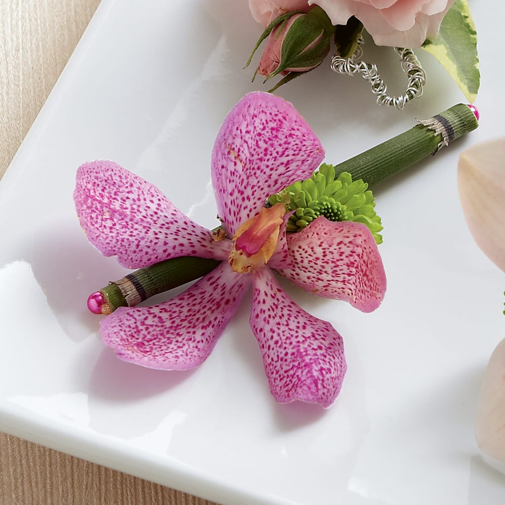 Pink Mokara Boutonniere – Flowers Unlimited, Martinsburg WV