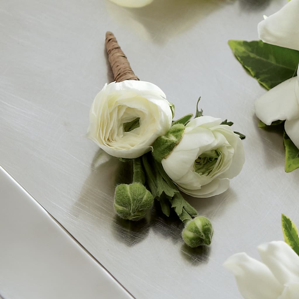 White Ranunculus Boutonniere – Flowers Unlimited, Martinsburg WV