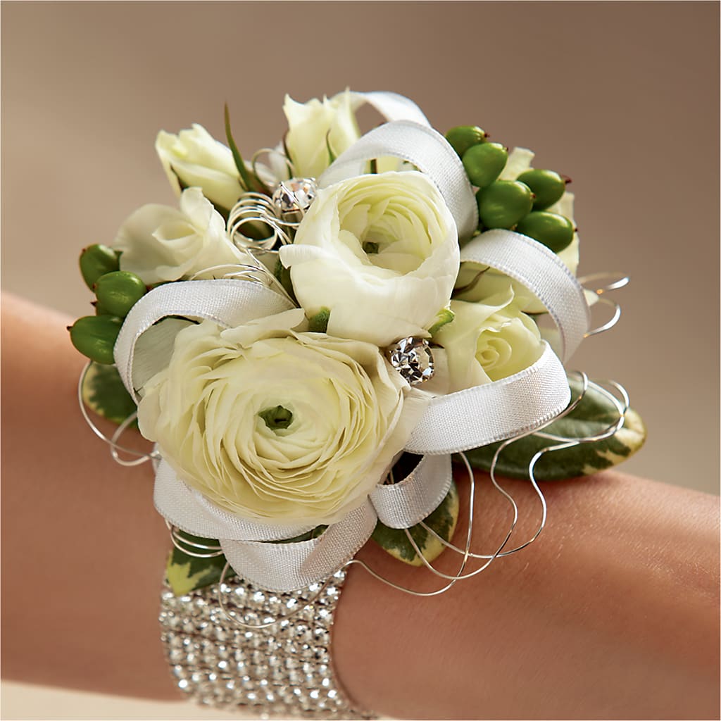 White Wedding Corsage – Flowers Unlimited, Martinsburg WV