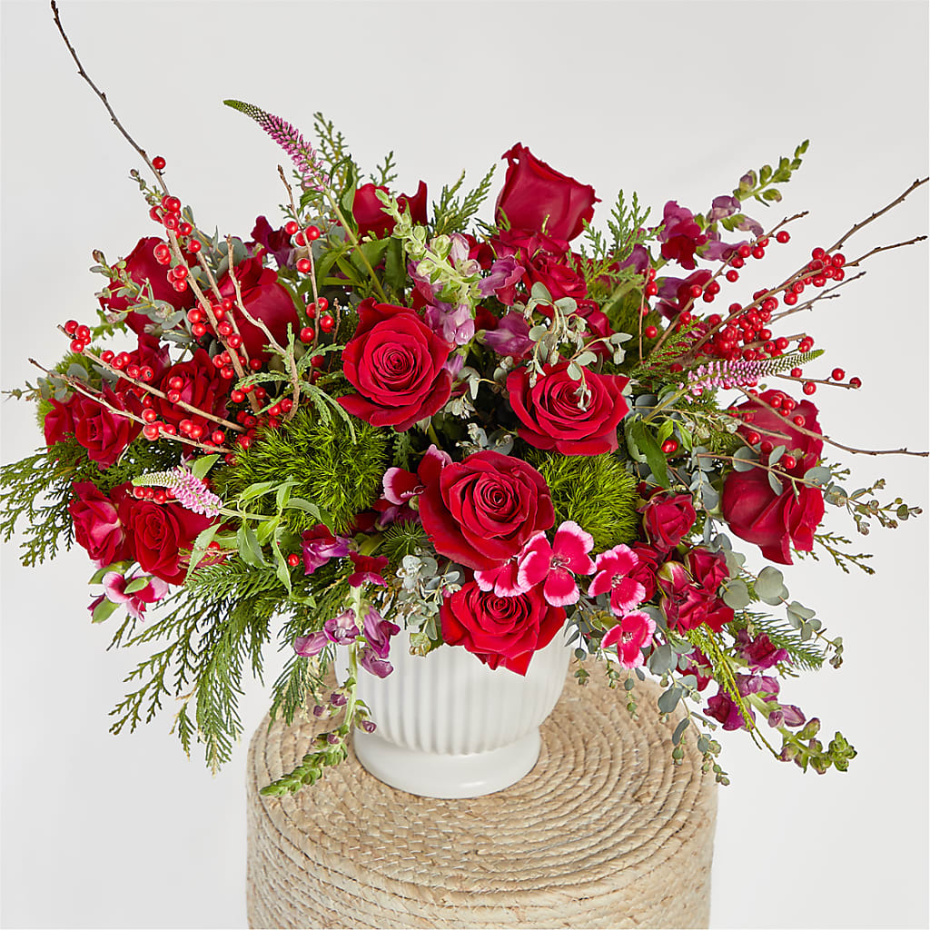 Big Red Bow Bouquet –  Flowers Unlimited, Martinsburg WV