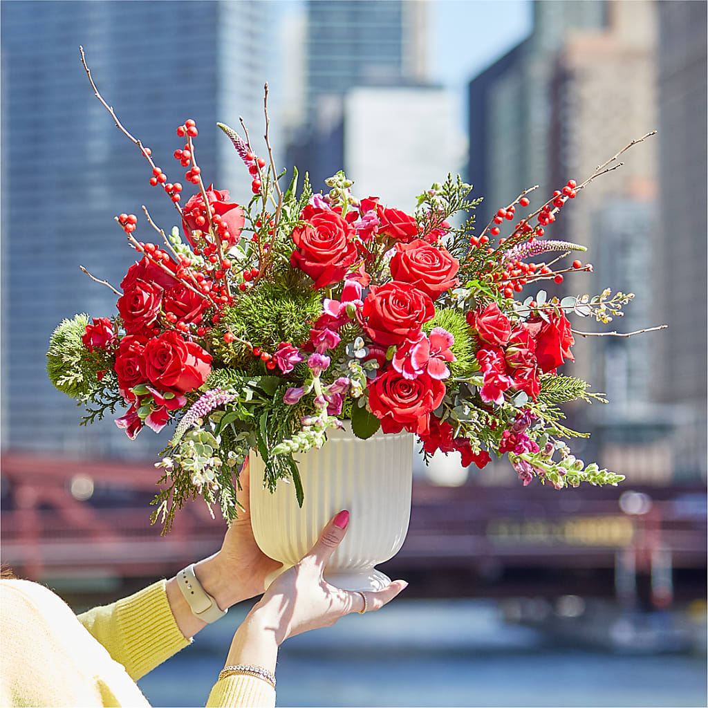 Big Red Bow Bouquet –  Flowers Unlimited, Martinsburg WV