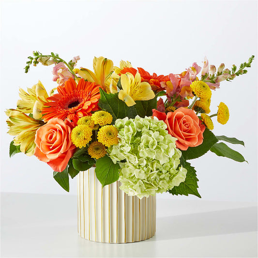 Autumn Sunshine Bouquet with Ivory Vase –  Flowers Unlimited, Martinsburg WV