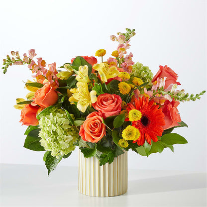 Autumn Sunshine Bouquet with Ivory Vase –  Flowers Unlimited, Martinsburg WV